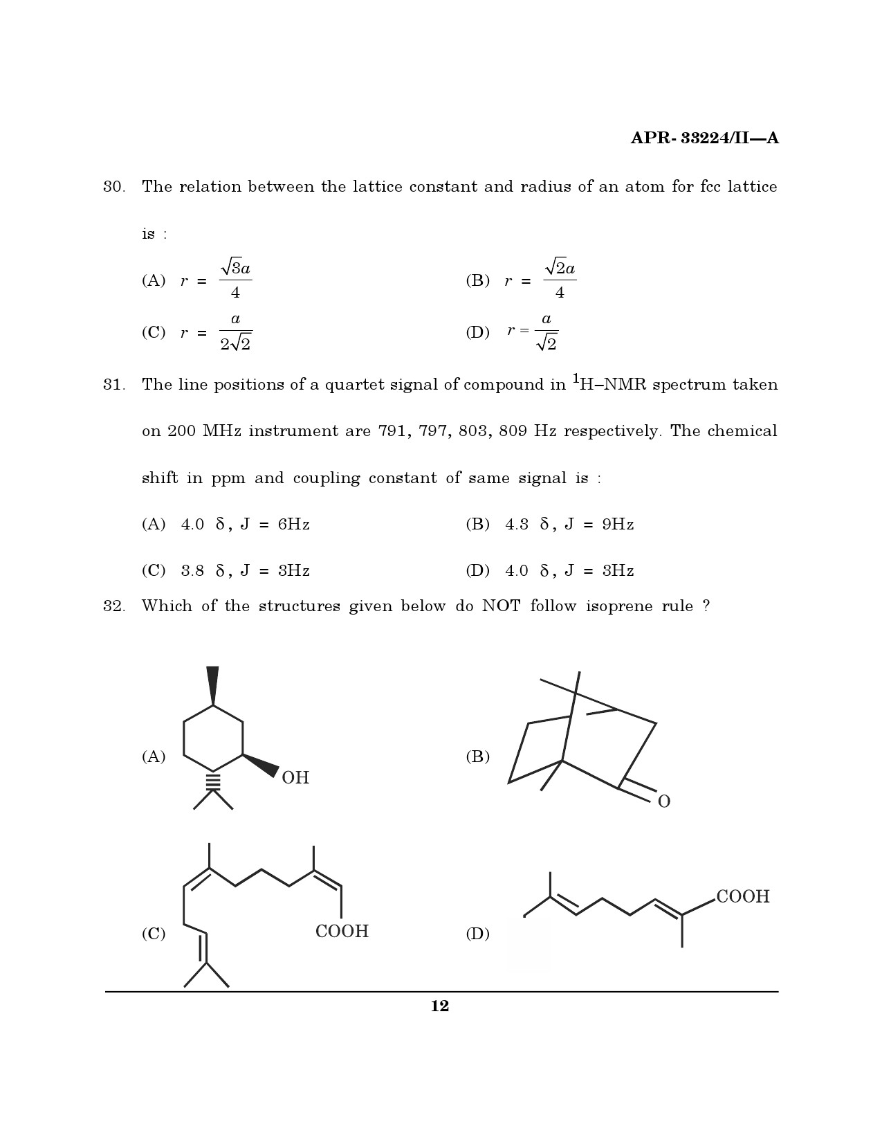 MH SET Chemical Sciences Question Paper II April 2024 11