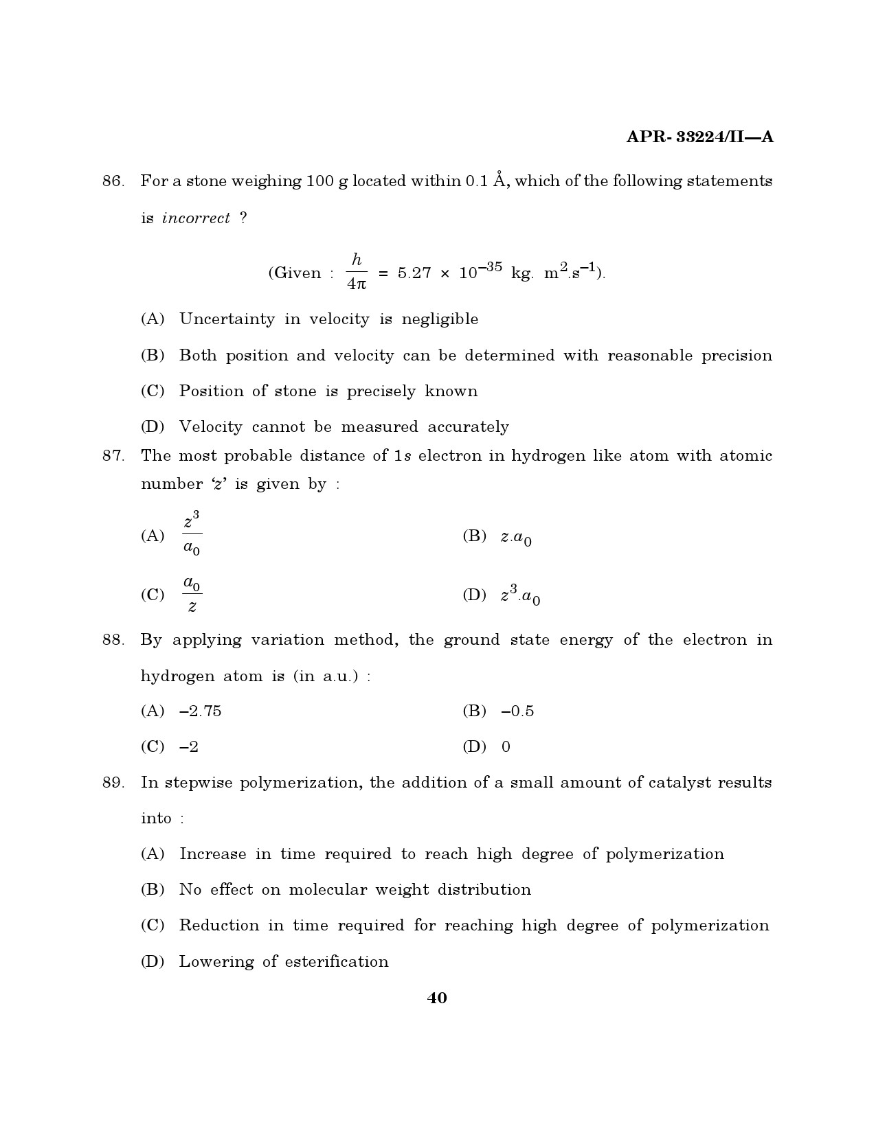 MH SET Chemical Sciences Question Paper II April 2024 39