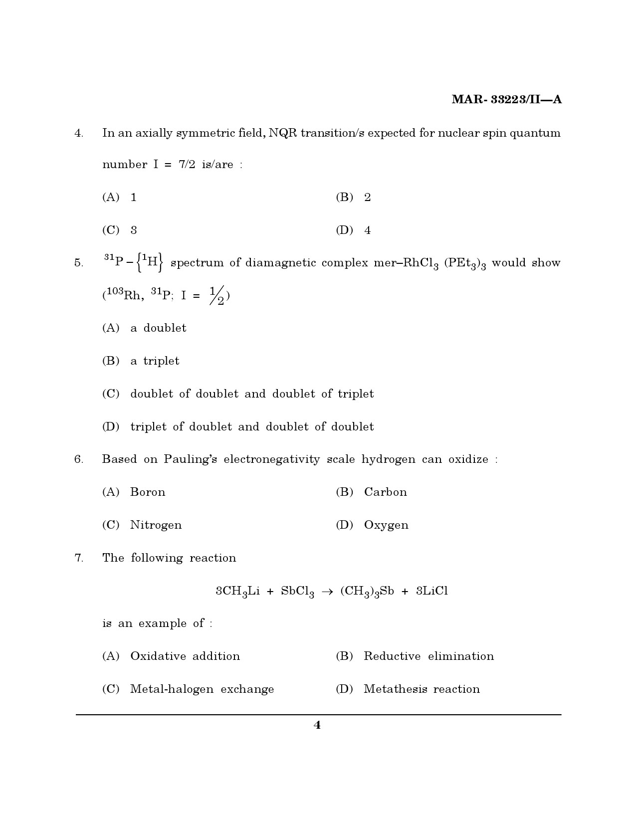 MH SET Chemical Sciences Question Paper II March 2023 3