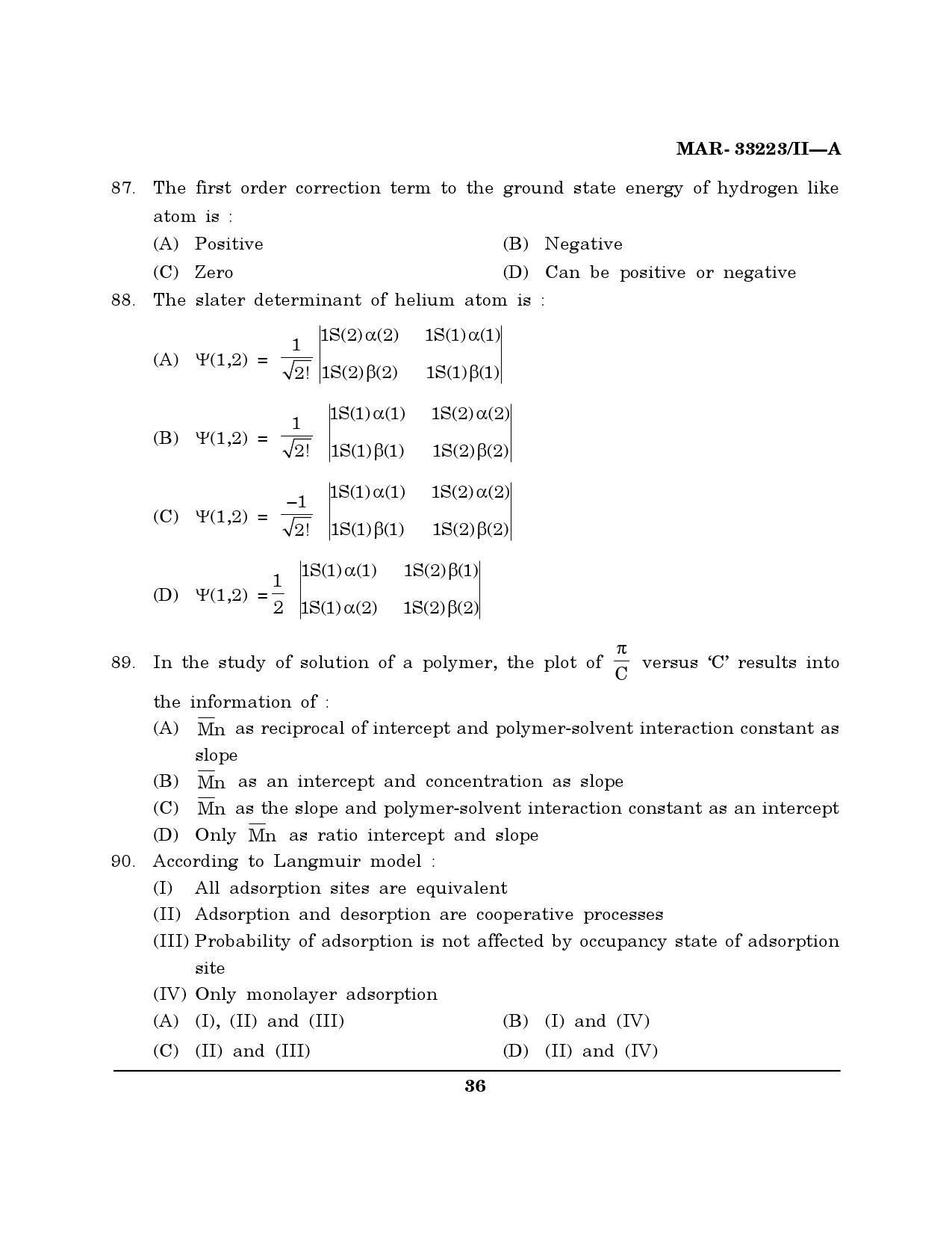 MH SET Chemical Sciences Question Paper II March 2023 35