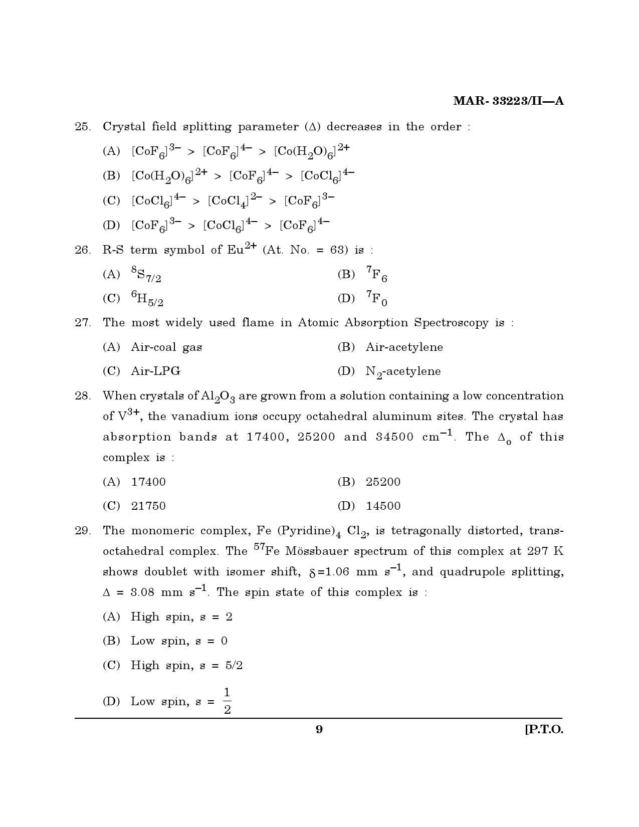 MH SET Chemical Sciences Question Paper II March 2023 8