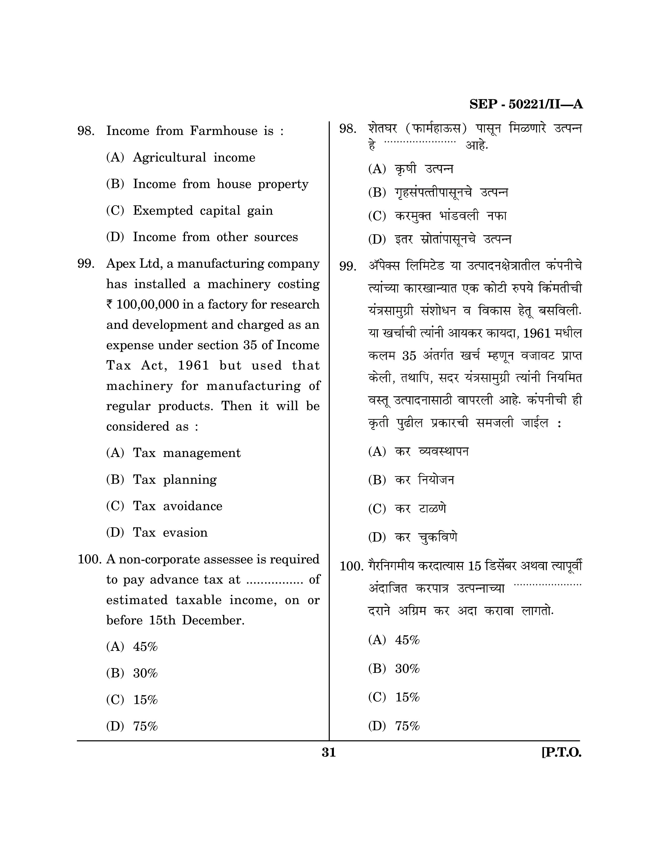 Maharashtra SET Commerce Exam Question Paper September 2021 30