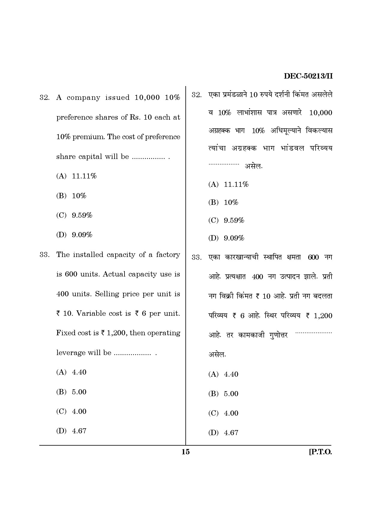 Maharashtra SET Commerce Question Paper II December 2013 14