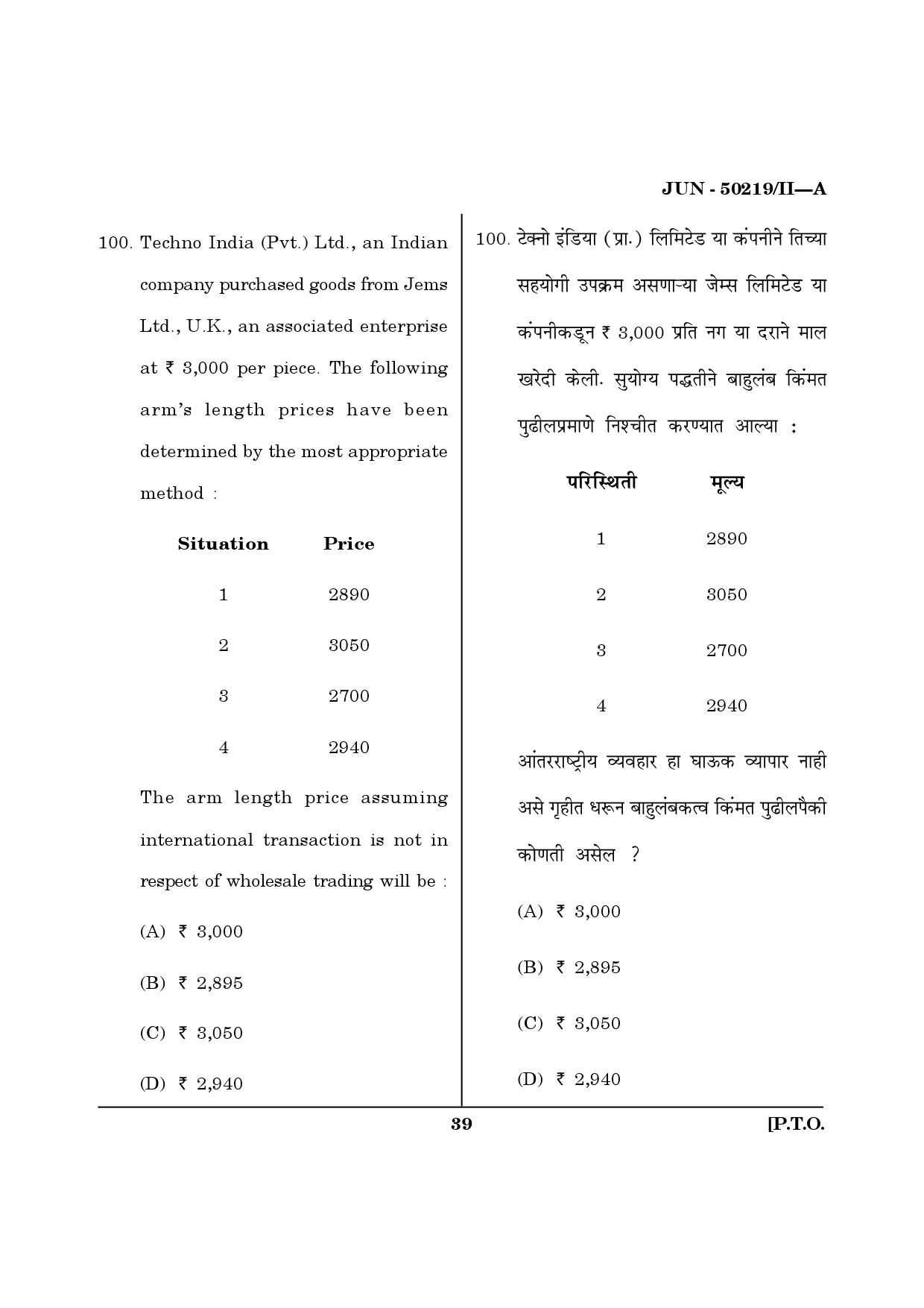 Maharashtra SET Commerce Question Paper II June 2019 38