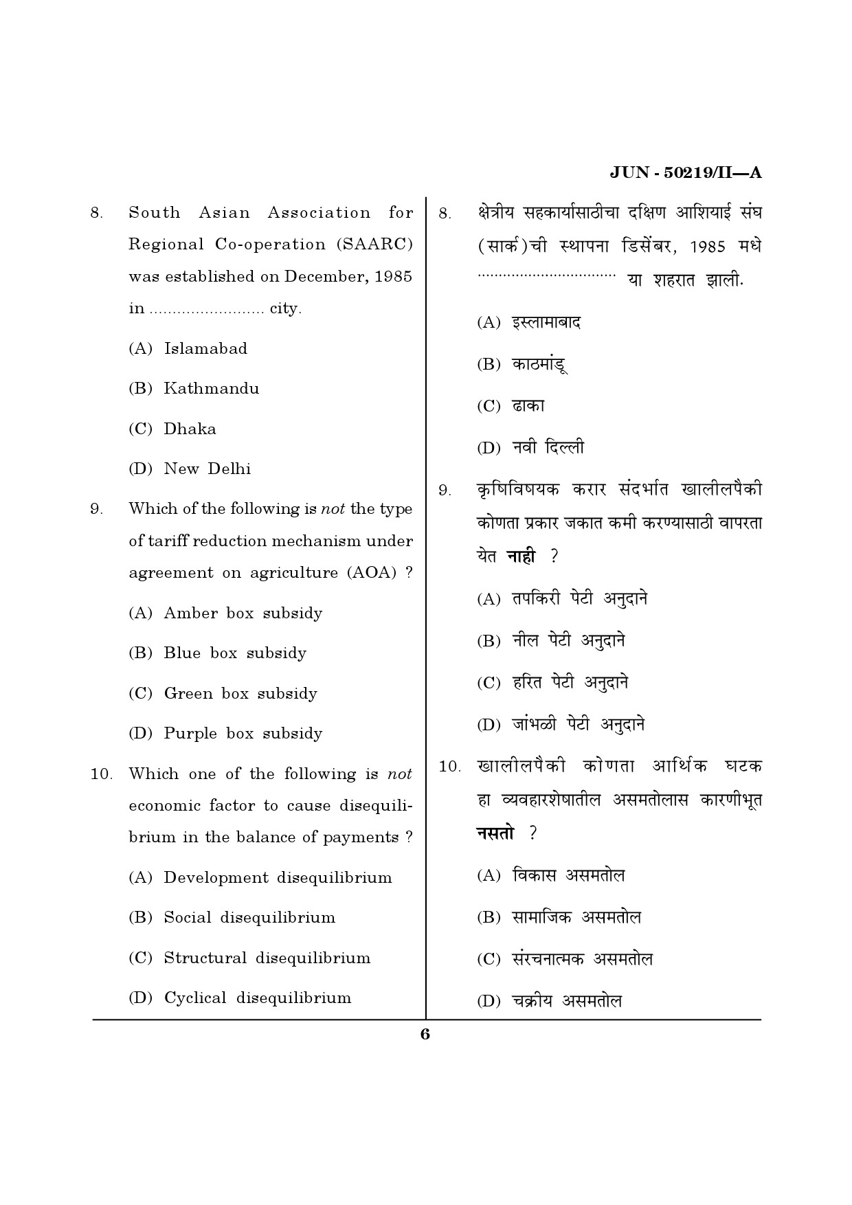 Maharashtra SET Commerce Question Paper II June 2019 5