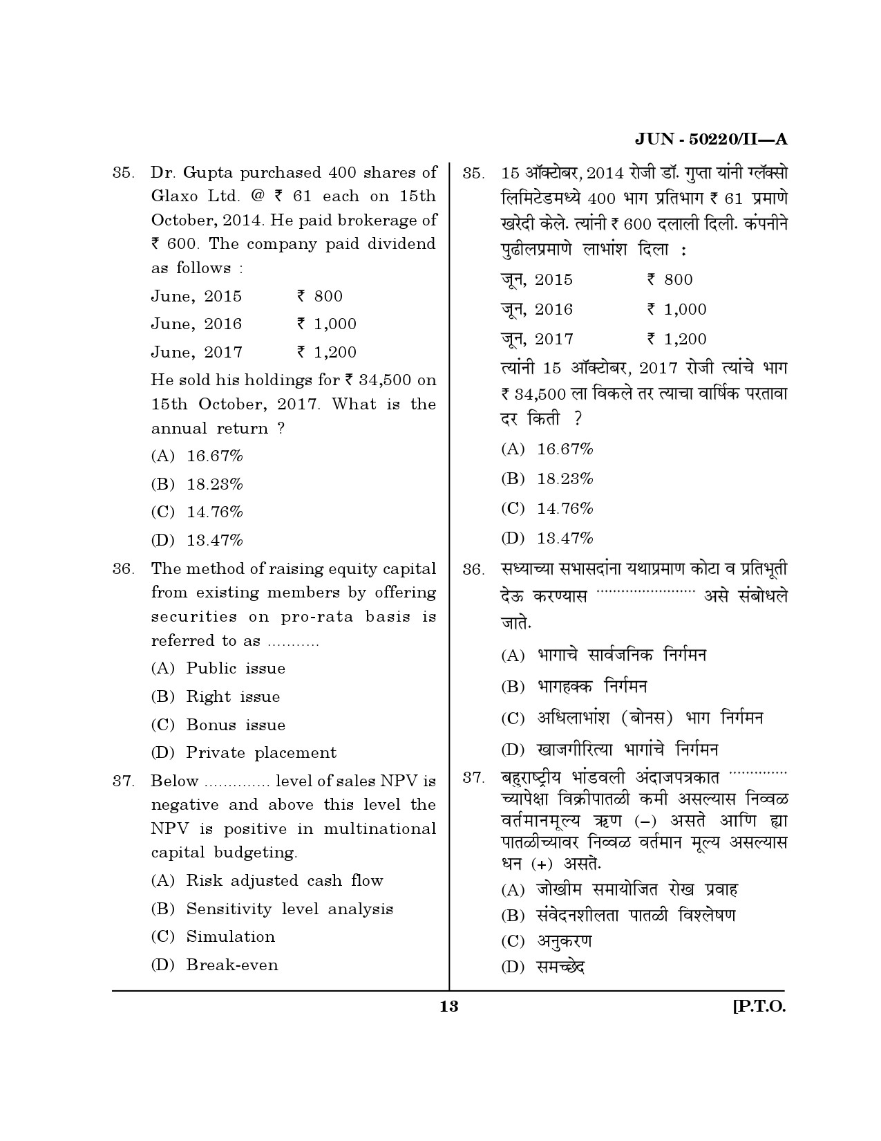 Maharashtra SET Commerce Question Paper II June 2020 12