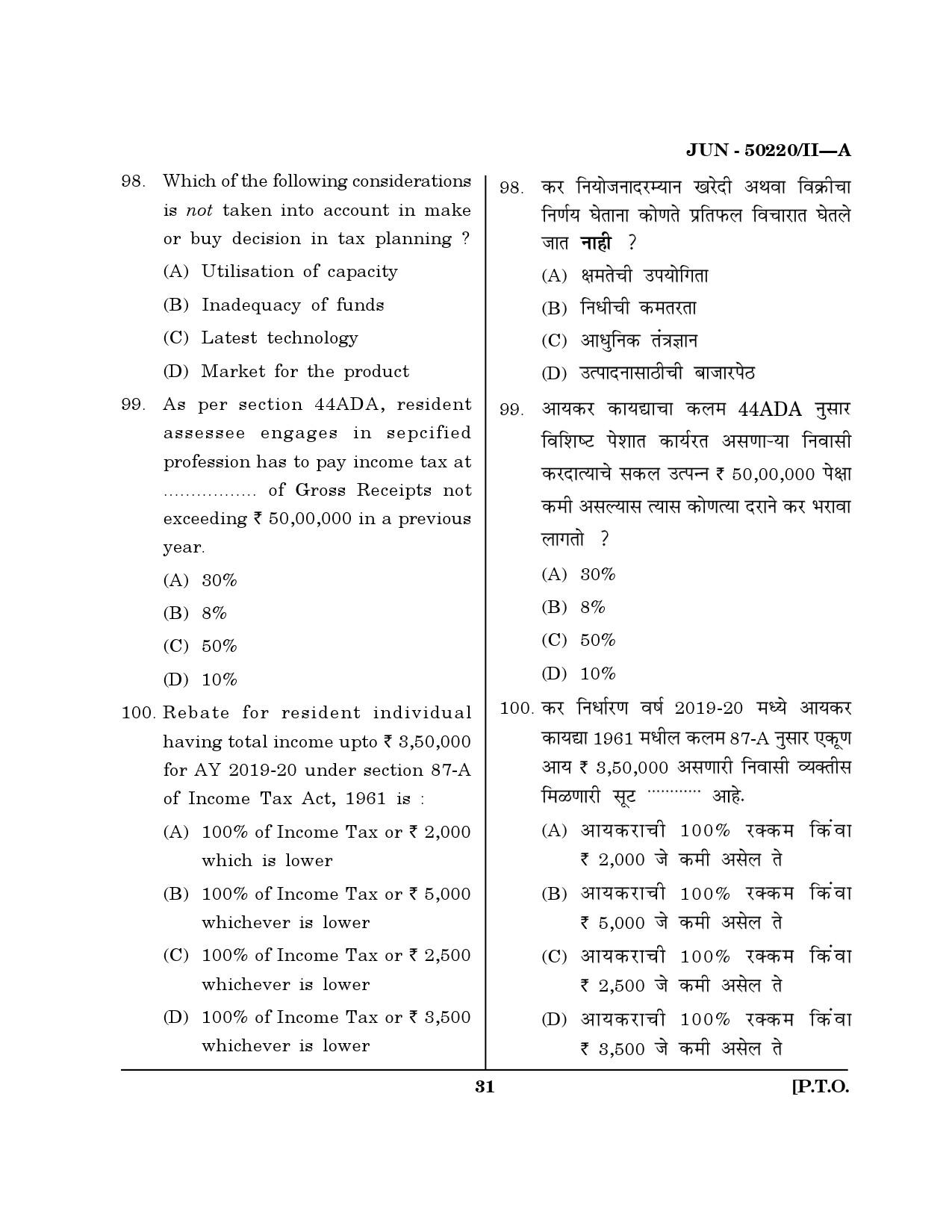 Maharashtra SET Commerce Question Paper II June 2020 30