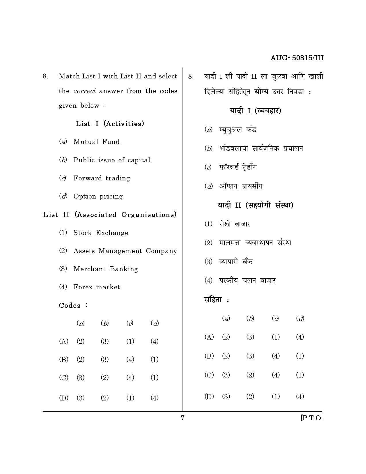 Maharashtra SET Commerce Question Paper III August 2015 6