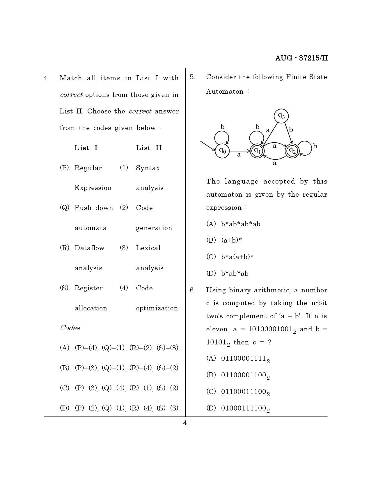 Maharashtra SET Computer Science and Application Question Paper II August 2015 3