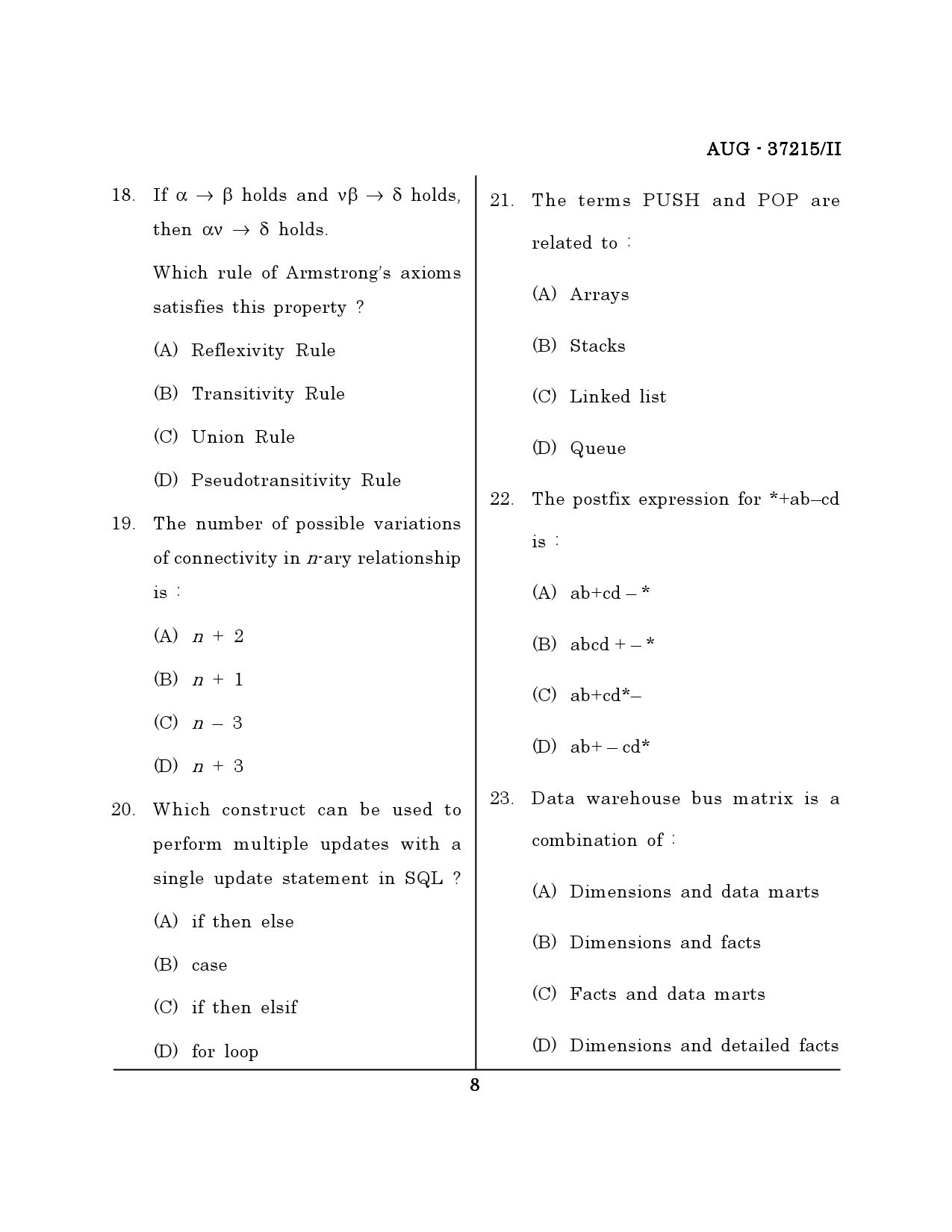 Maharashtra SET Computer Science and Application Question Paper II August 2015 7