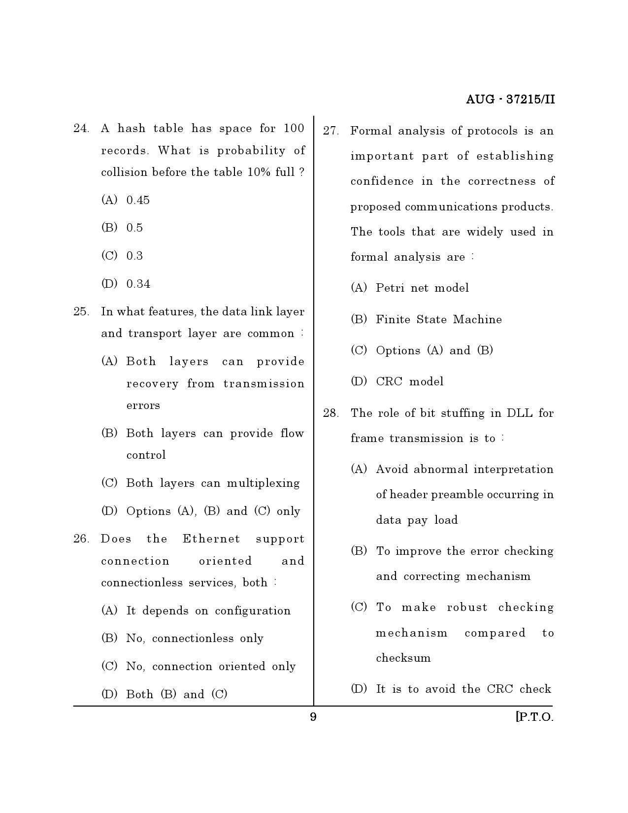 Maharashtra SET Computer Science and Application Question Paper II August 2015 8