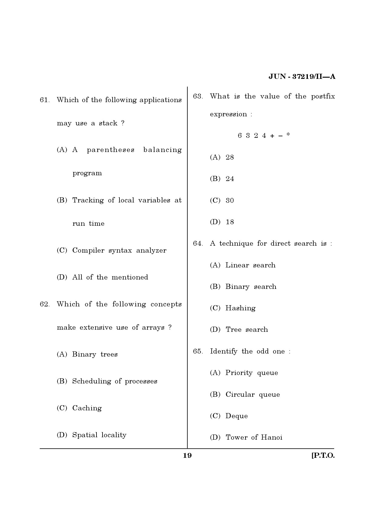 Maharashtra SET Computer Science and Application Question Paper II June 2019 18