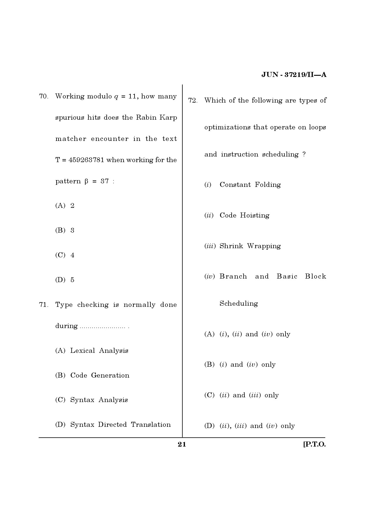 Maharashtra SET Computer Science and Application Question Paper II June 2019 20