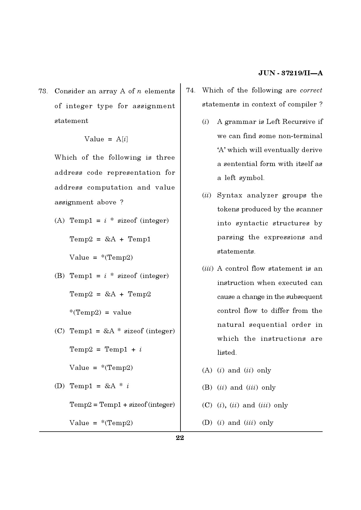 Maharashtra SET Computer Science and Application Question Paper II June 2019 21