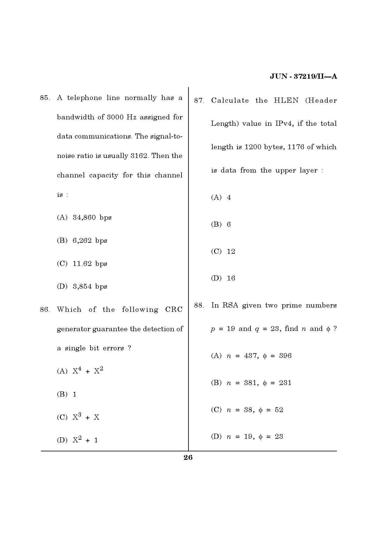 Maharashtra SET Computer Science and Application Question Paper II June 2019 25