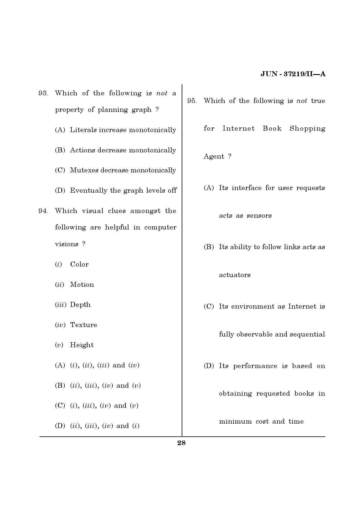 Maharashtra SET Computer Science and Application Question Paper II June 2019 27