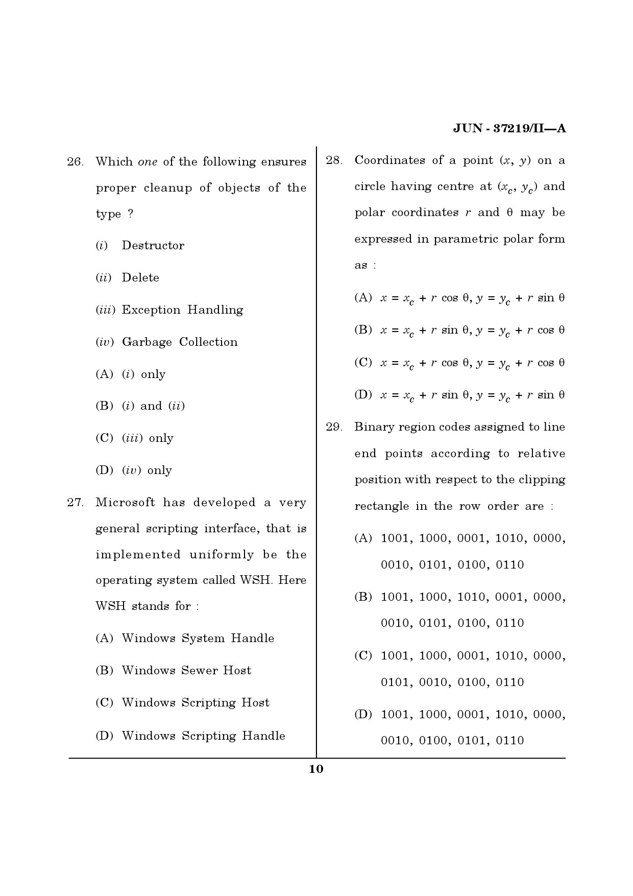 Maharashtra SET Computer Science and Application Question Paper II June 2019 9