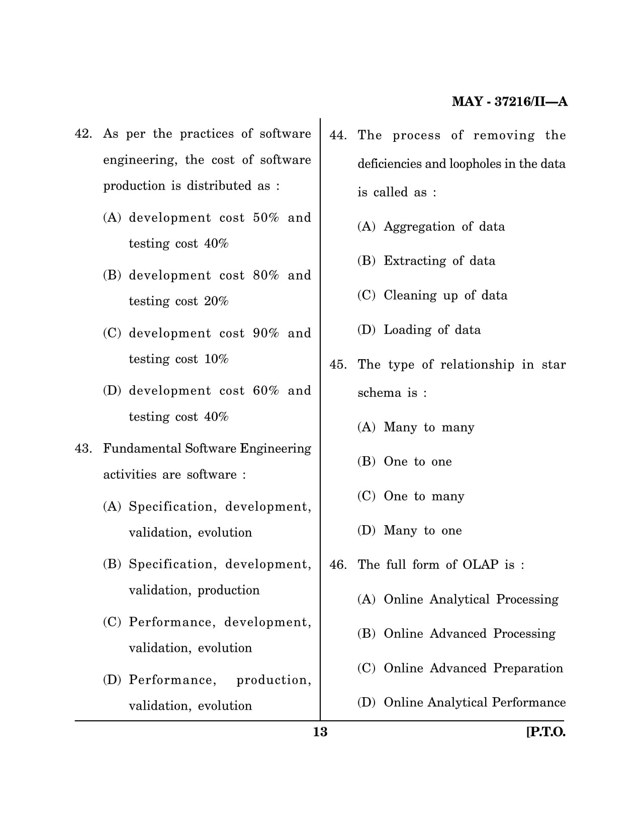 Maharashtra SET Computer Science and Application Question Paper II May 2016 12