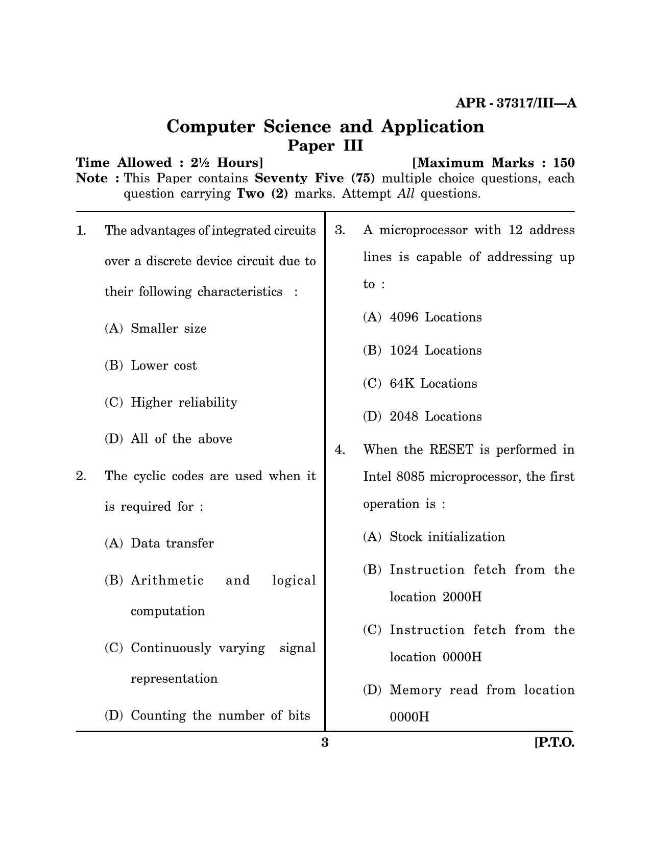 Maharashtra SET Computer Science and Application Question Paper III April 2017 2
