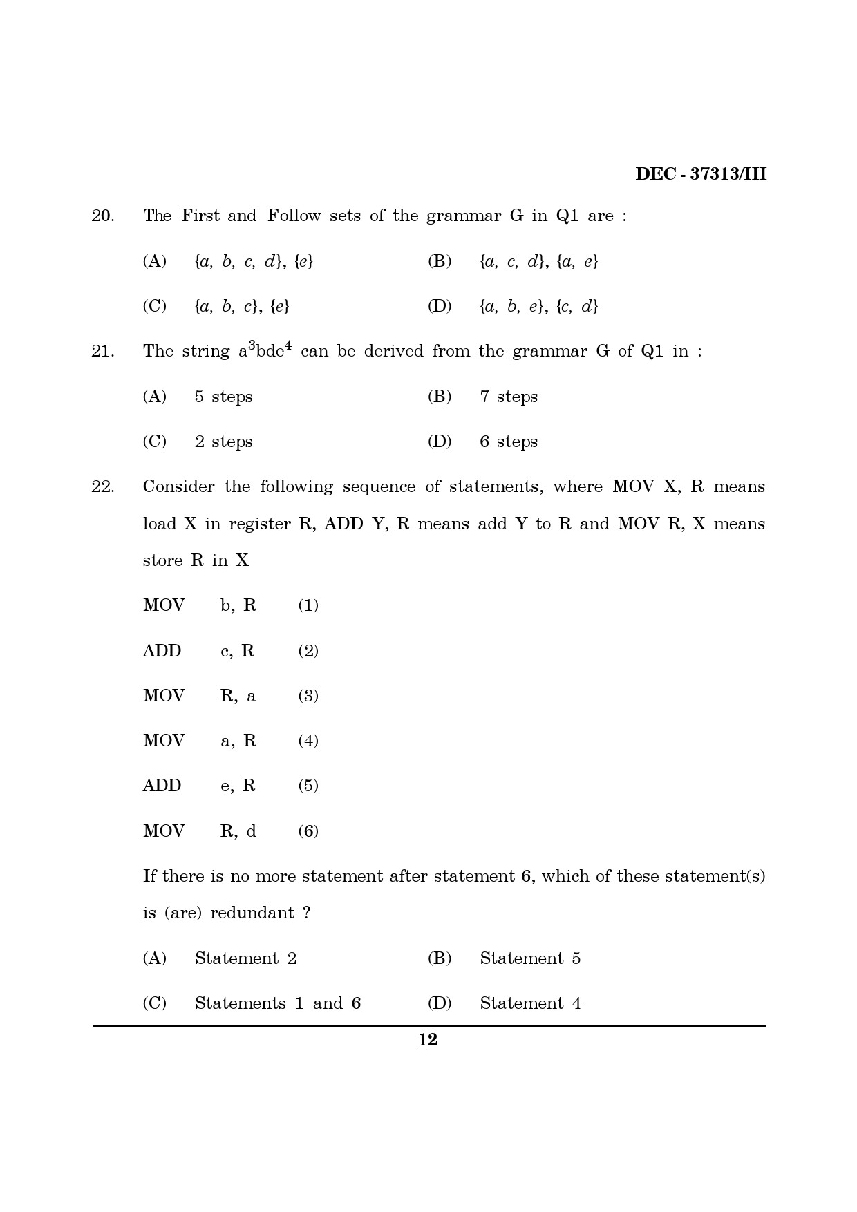 Maharashtra SET Computer Science and Application Question Paper III December 2013 11