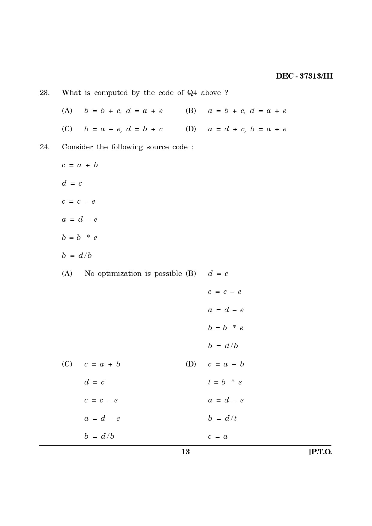 Maharashtra SET Computer Science and Application Question Paper III December 2013 12