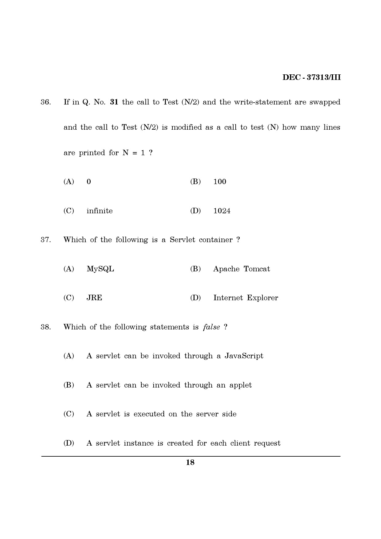 Maharashtra SET Computer Science and Application Question Paper III December 2013 17