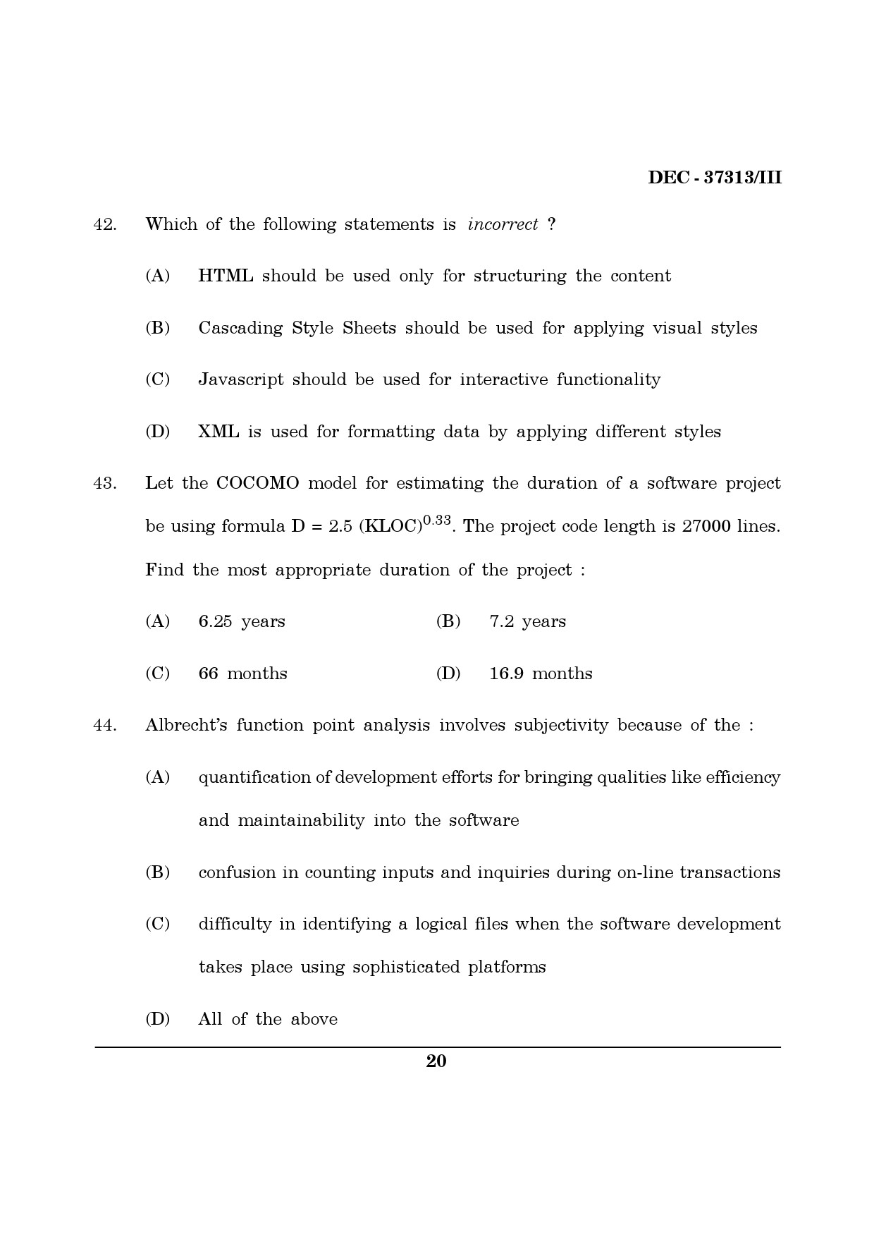 Maharashtra SET Computer Science and Application Question Paper III December 2013 19