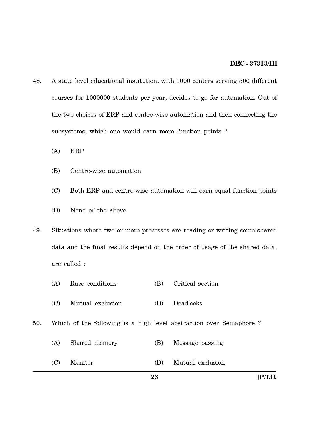 Maharashtra SET Computer Science and Application Question Paper III December 2013 22
