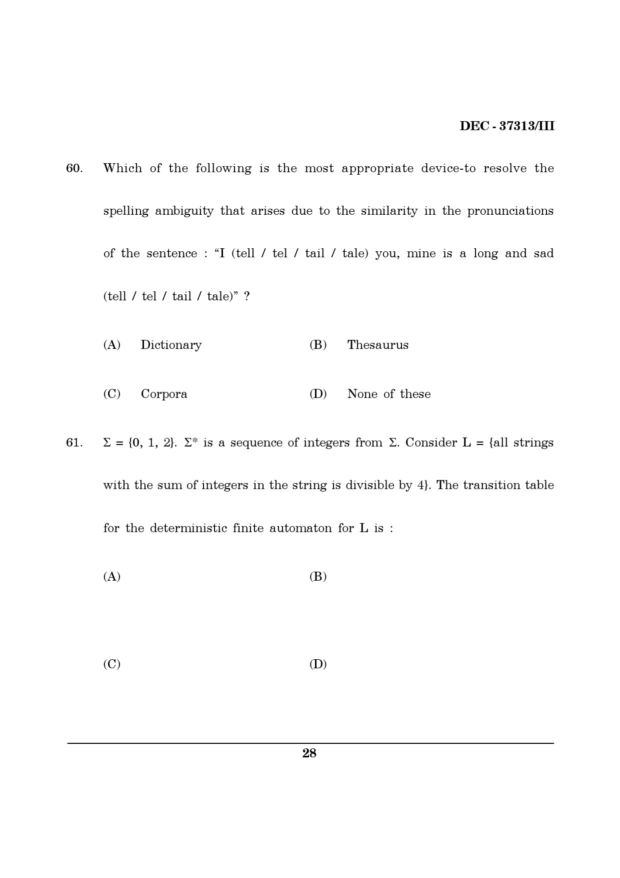 Maharashtra SET Computer Science and Application Question Paper III December 2013 27