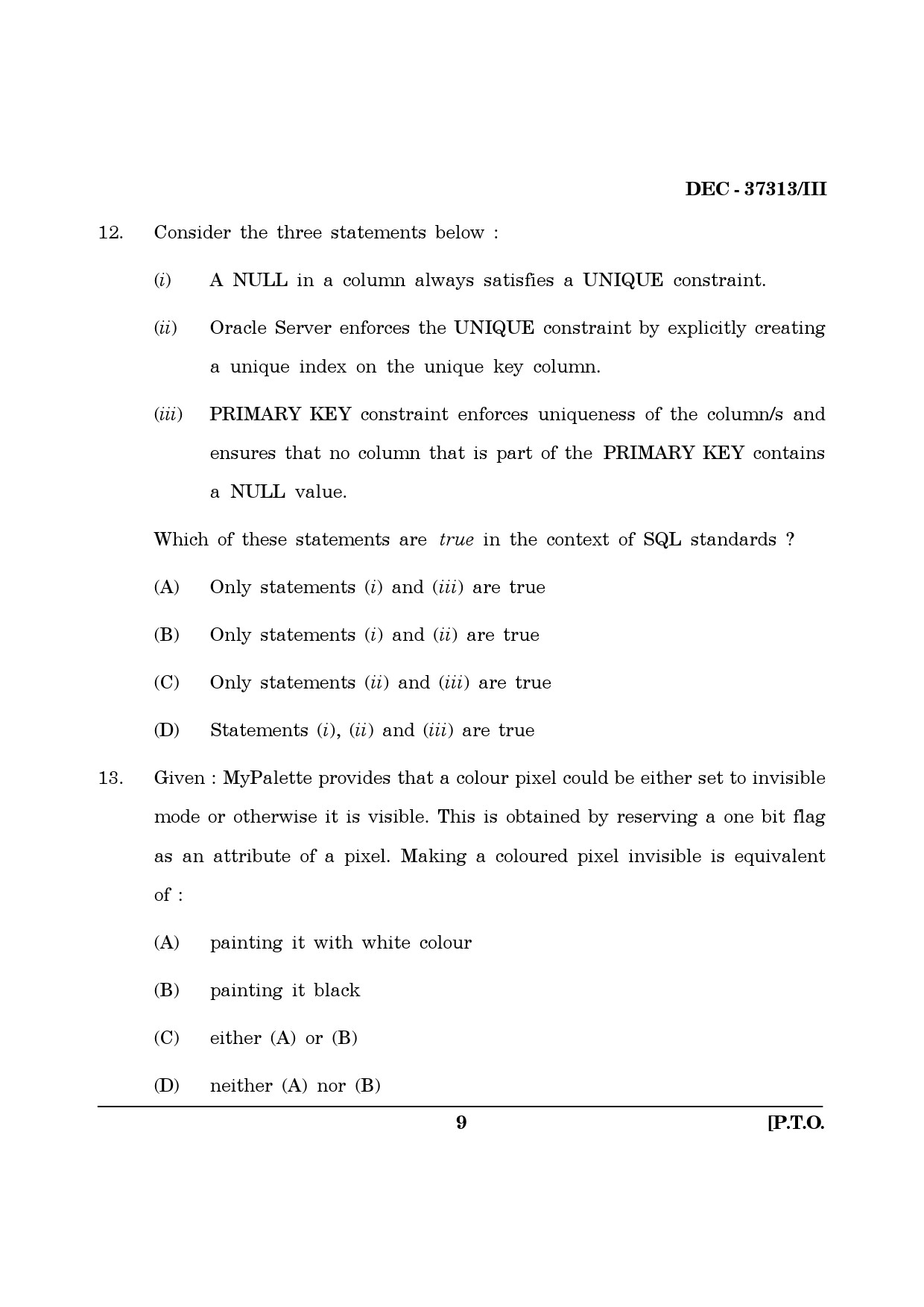 Maharashtra SET Computer Science and Application Question Paper III December 2013 8