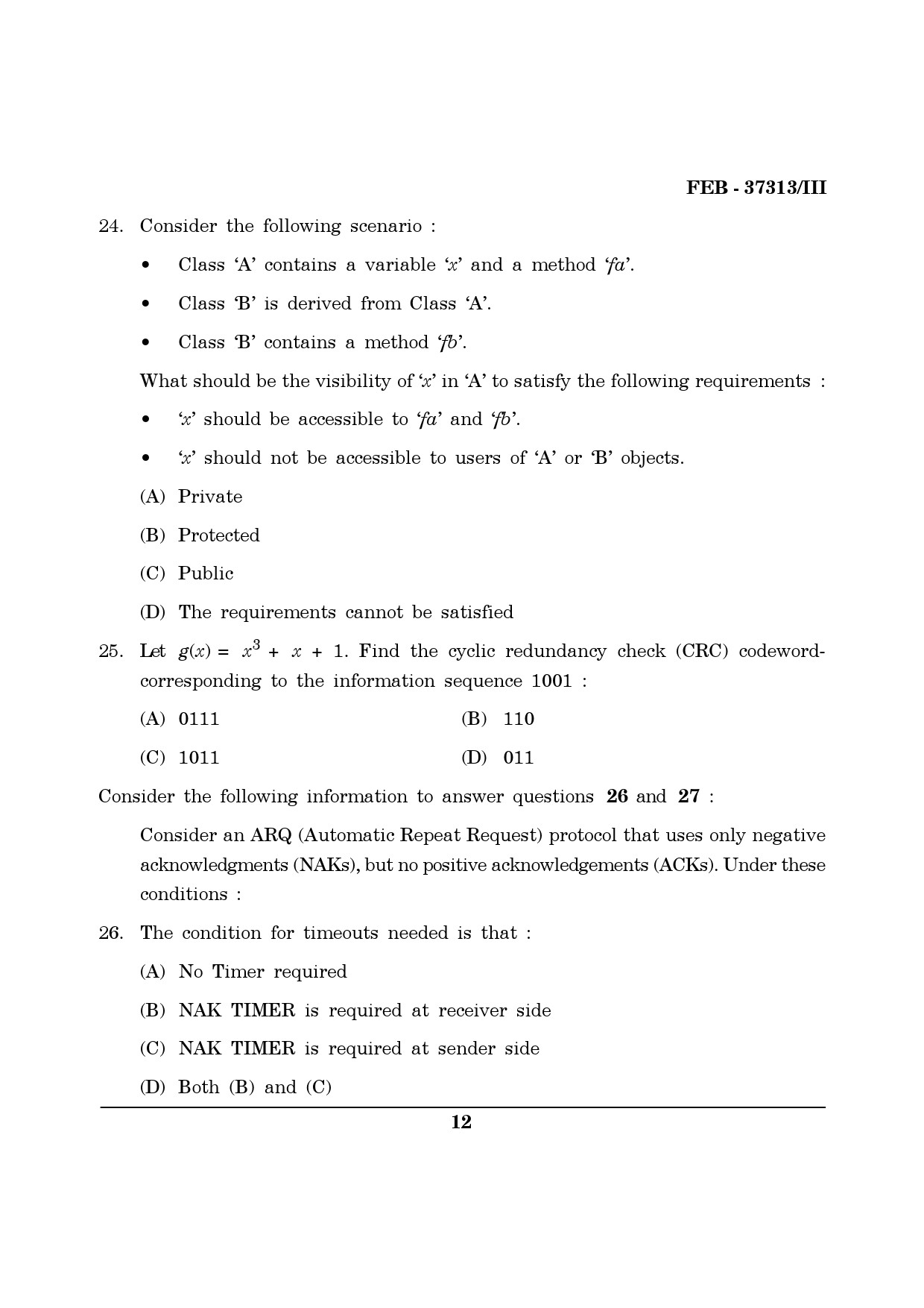 Maharashtra SET Computer Science and Application Question Paper III February 2013 12