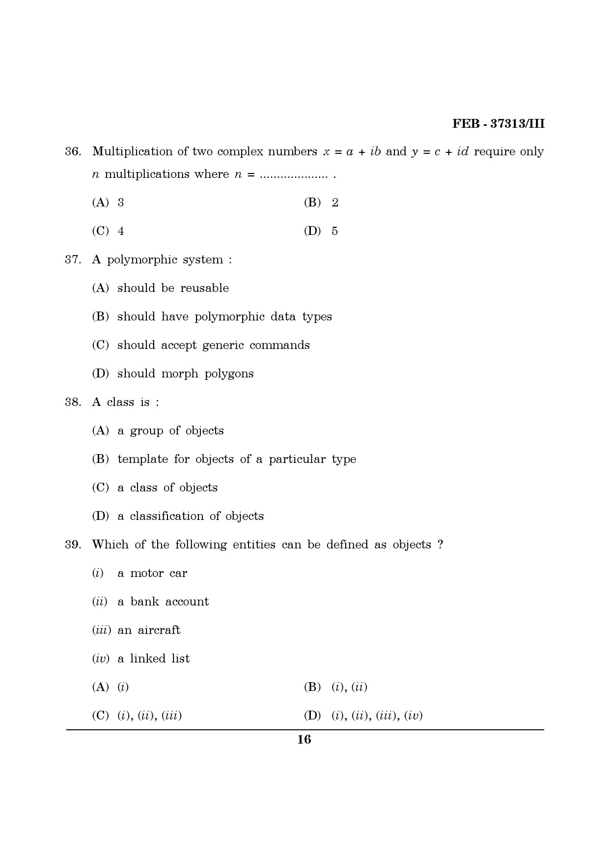 Maharashtra SET Computer Science and Application Question Paper III February 2013 16