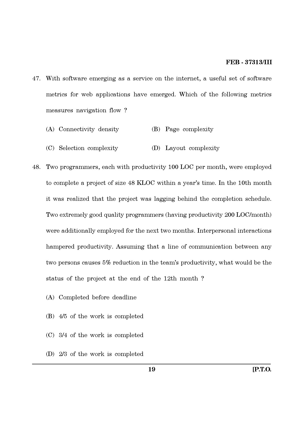 Maharashtra SET Computer Science and Application Question Paper III February 2013 19