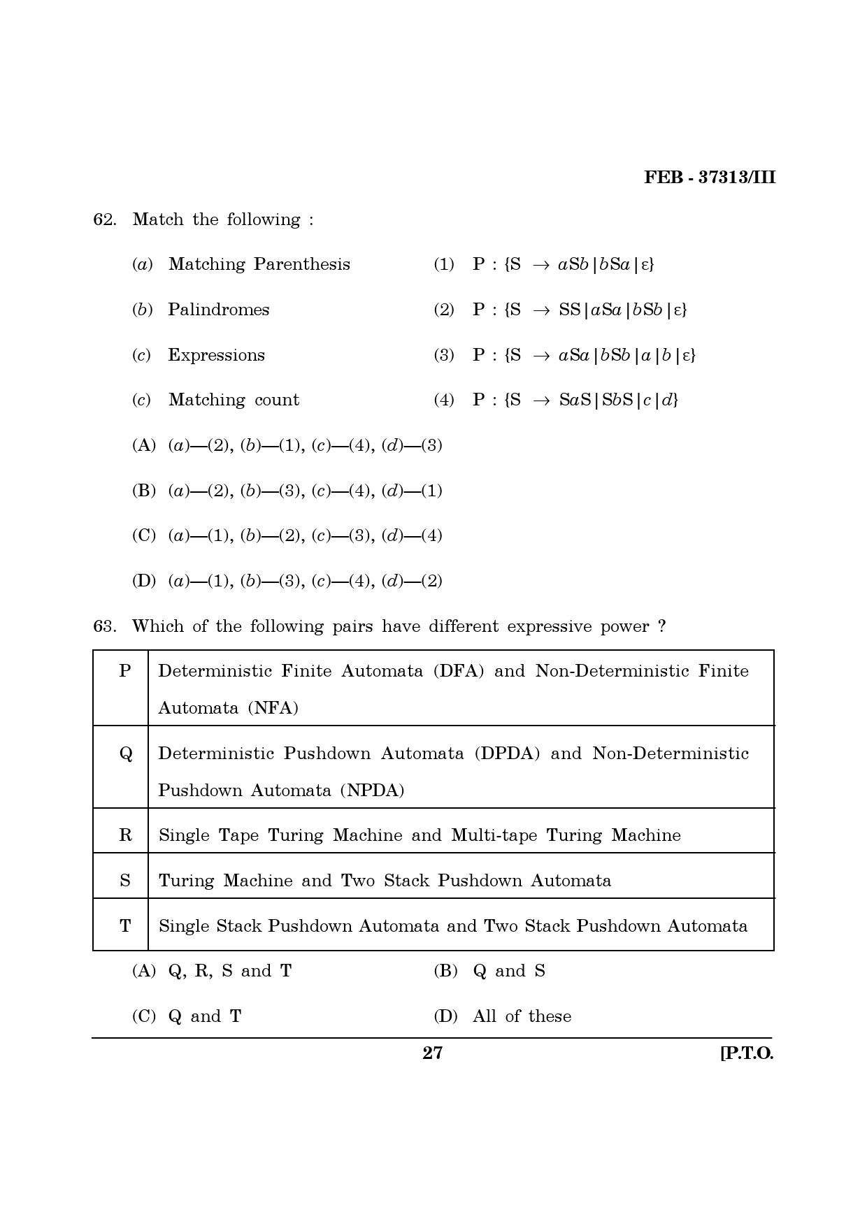 Maharashtra SET Computer Science and Application Question Paper III February 2013 27