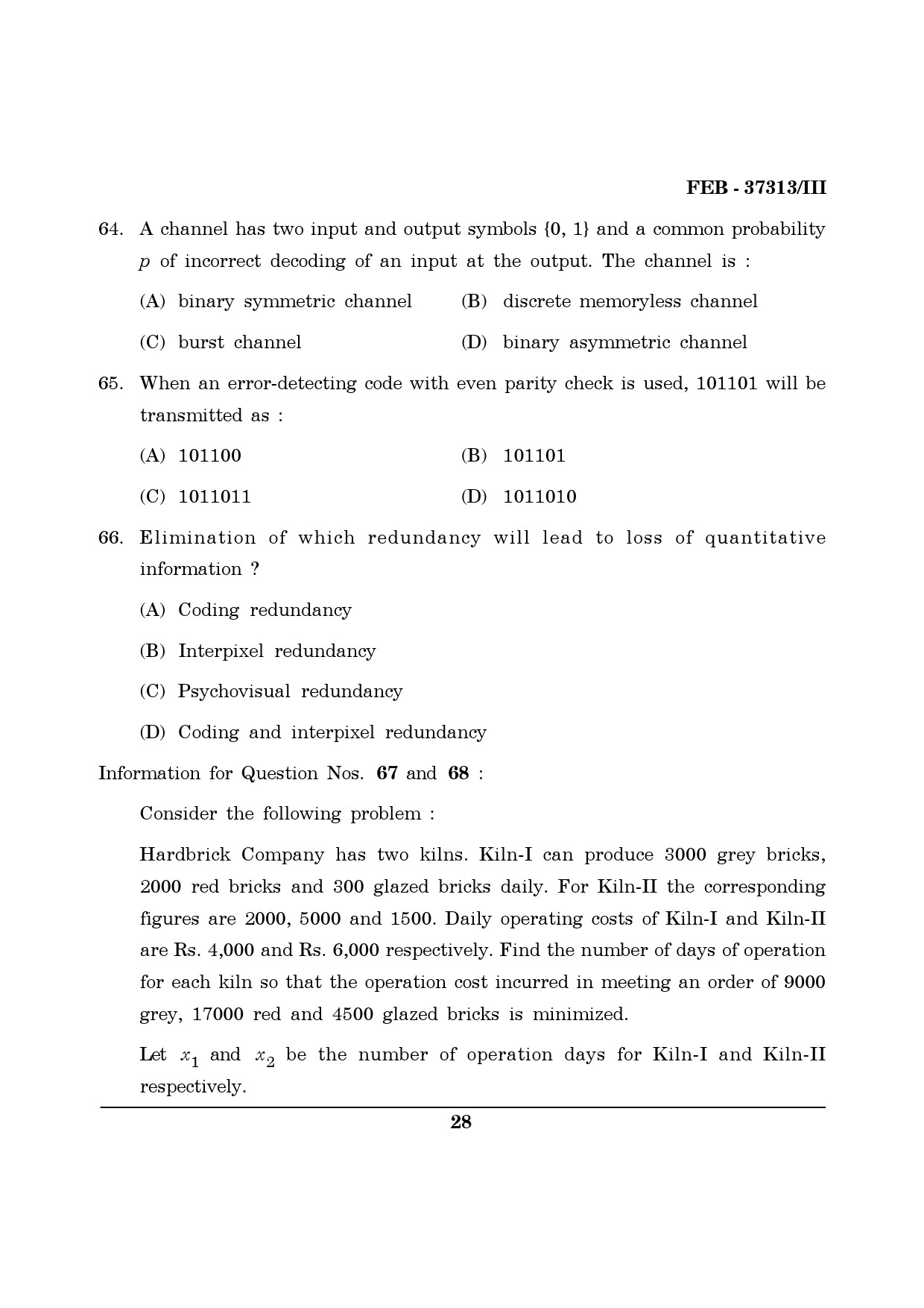 Maharashtra SET Computer Science and Application Question Paper III February 2013 28