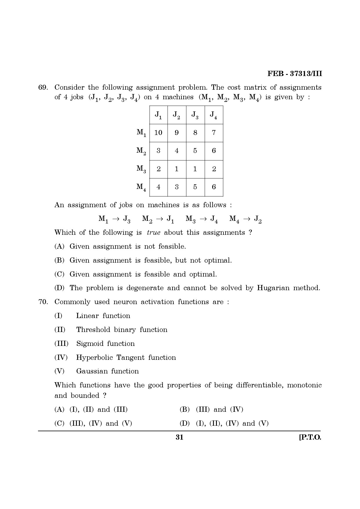 Maharashtra SET Computer Science and Application Question Paper III February 2013 31