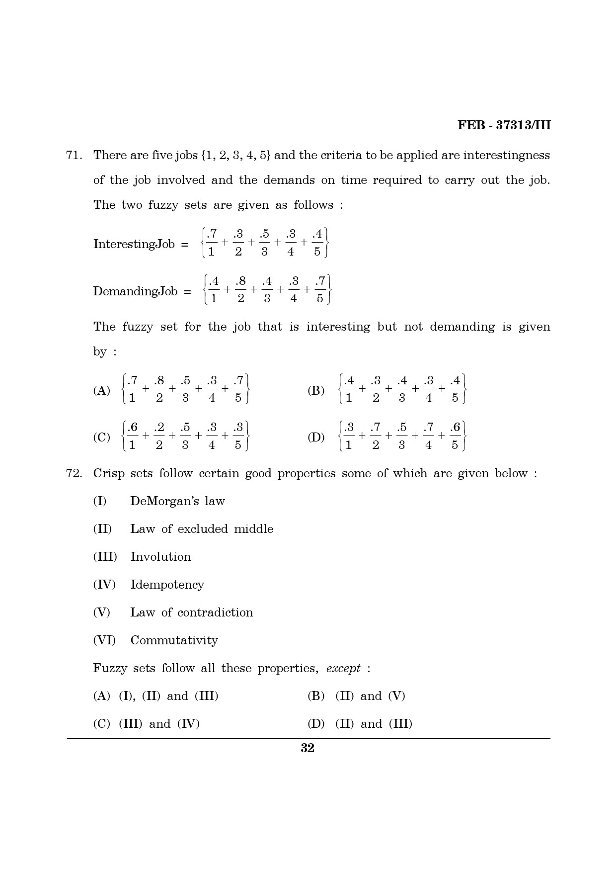 Maharashtra SET Computer Science and Application Question Paper III February 2013 32