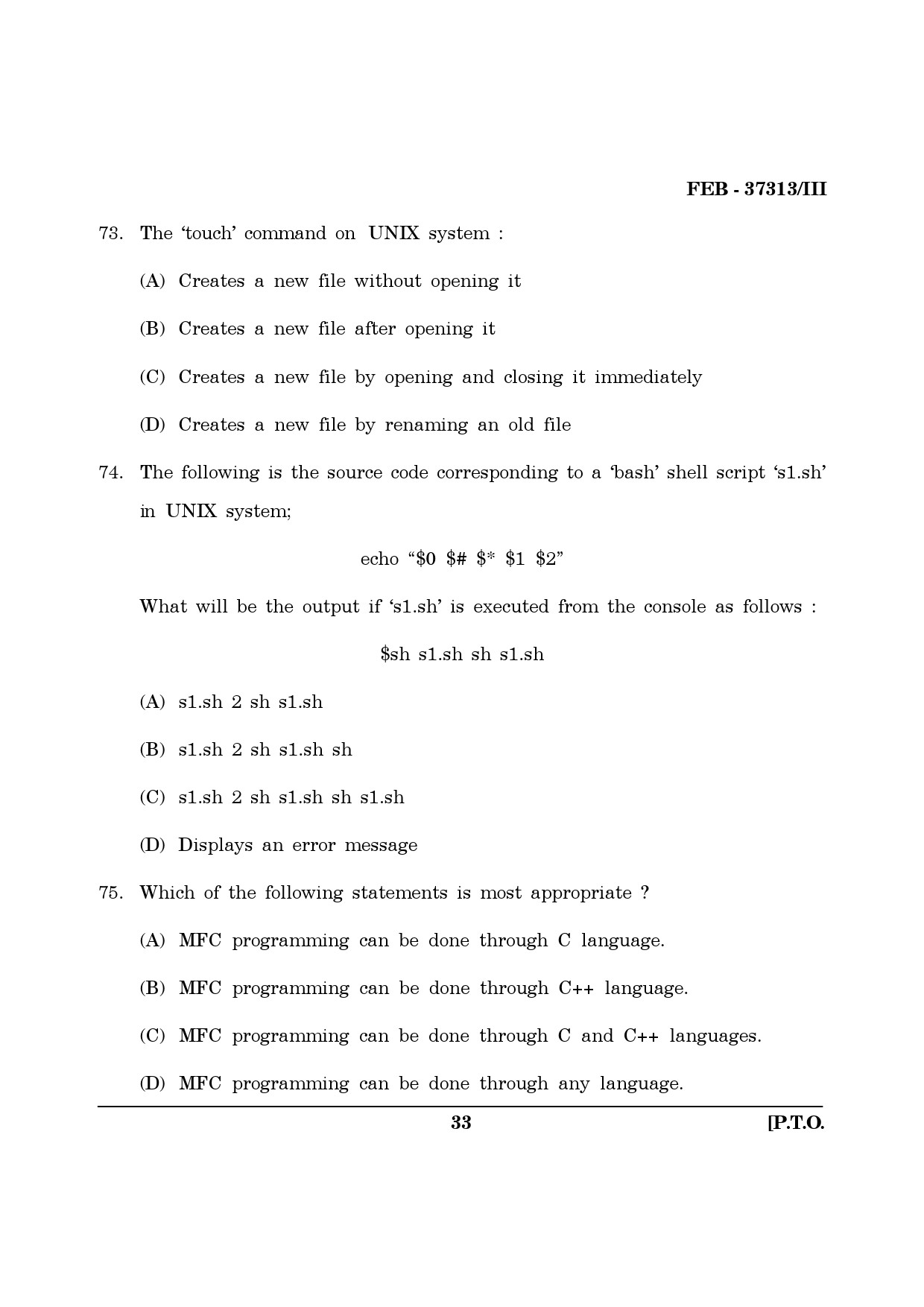 Maharashtra SET Computer Science and Application Question Paper III February 2013 33