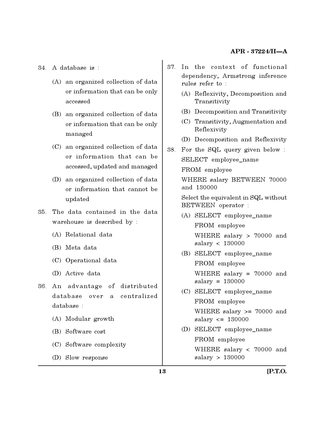 MH SET Computer Science and Application Question Paper II April 2024 12