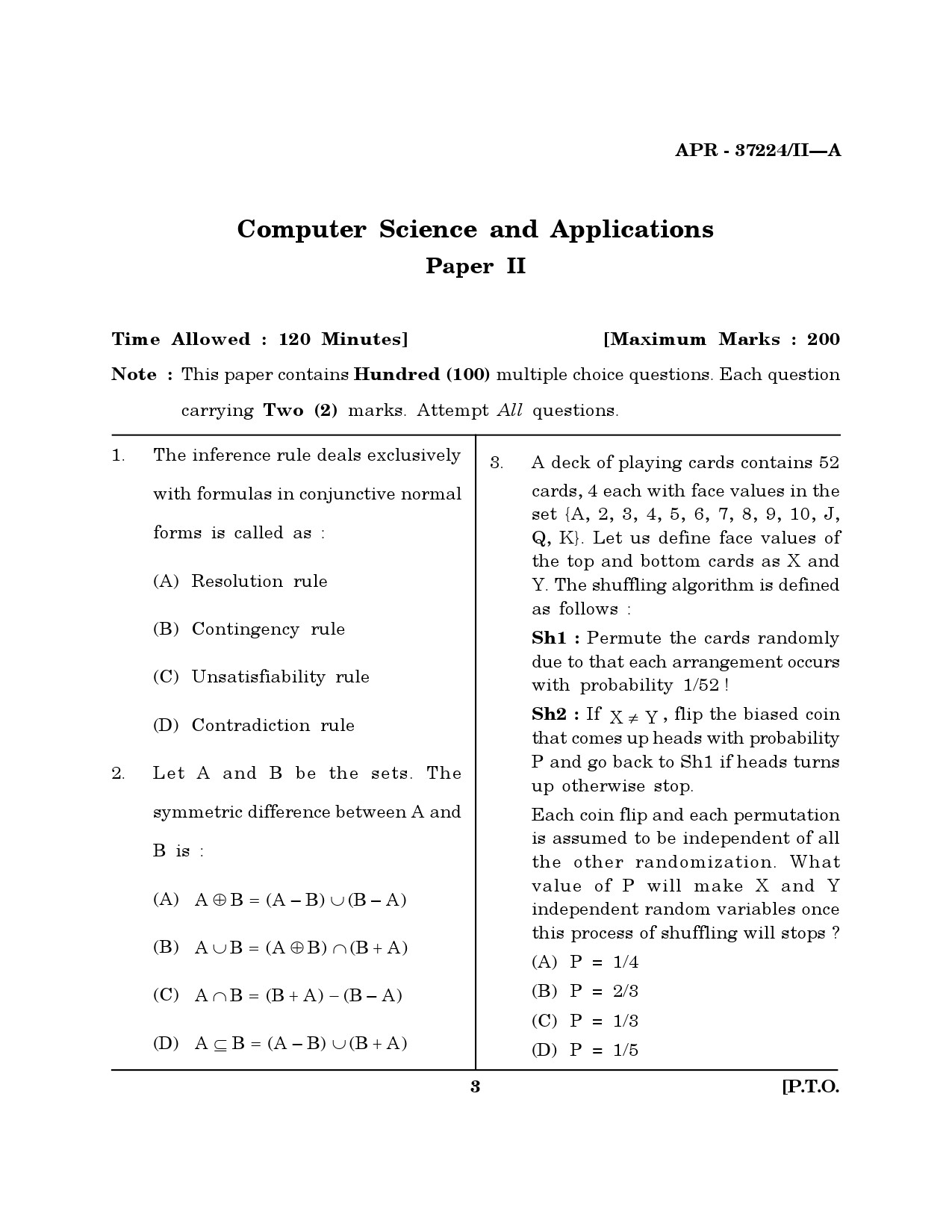 MH SET Computer Science and Application Question Paper II April 2024 2