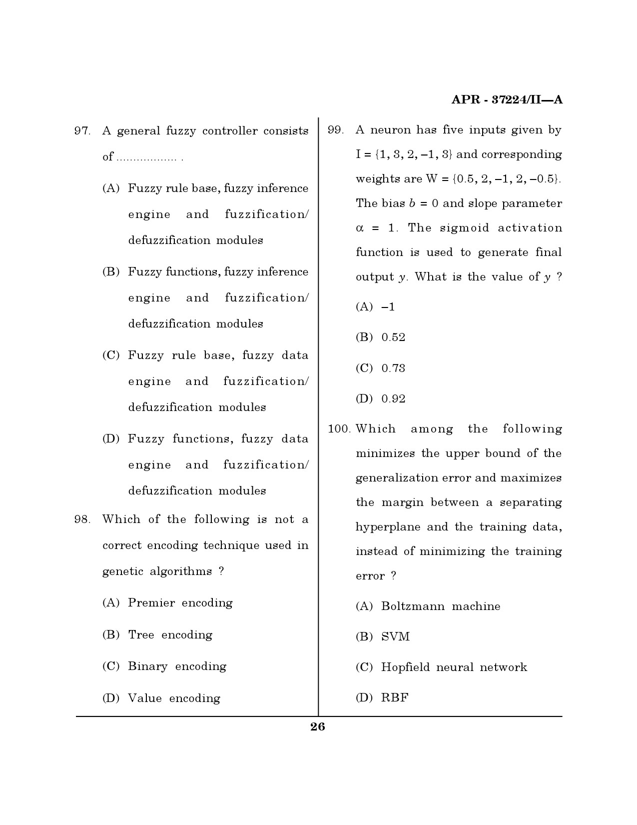 MH SET Computer Science and Application Question Paper II April 2024 25