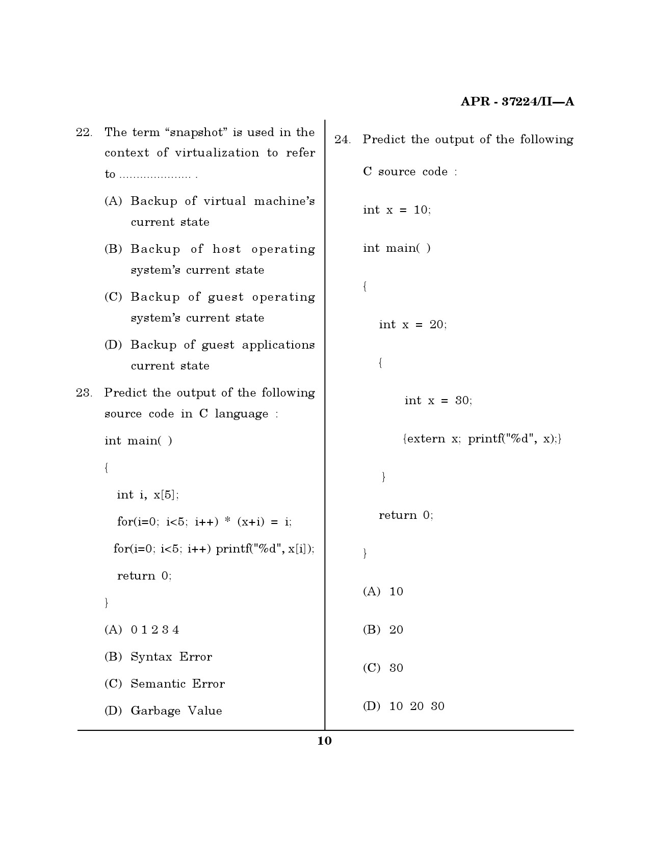 MH SET Computer Science and Application Question Paper II April 2024 9