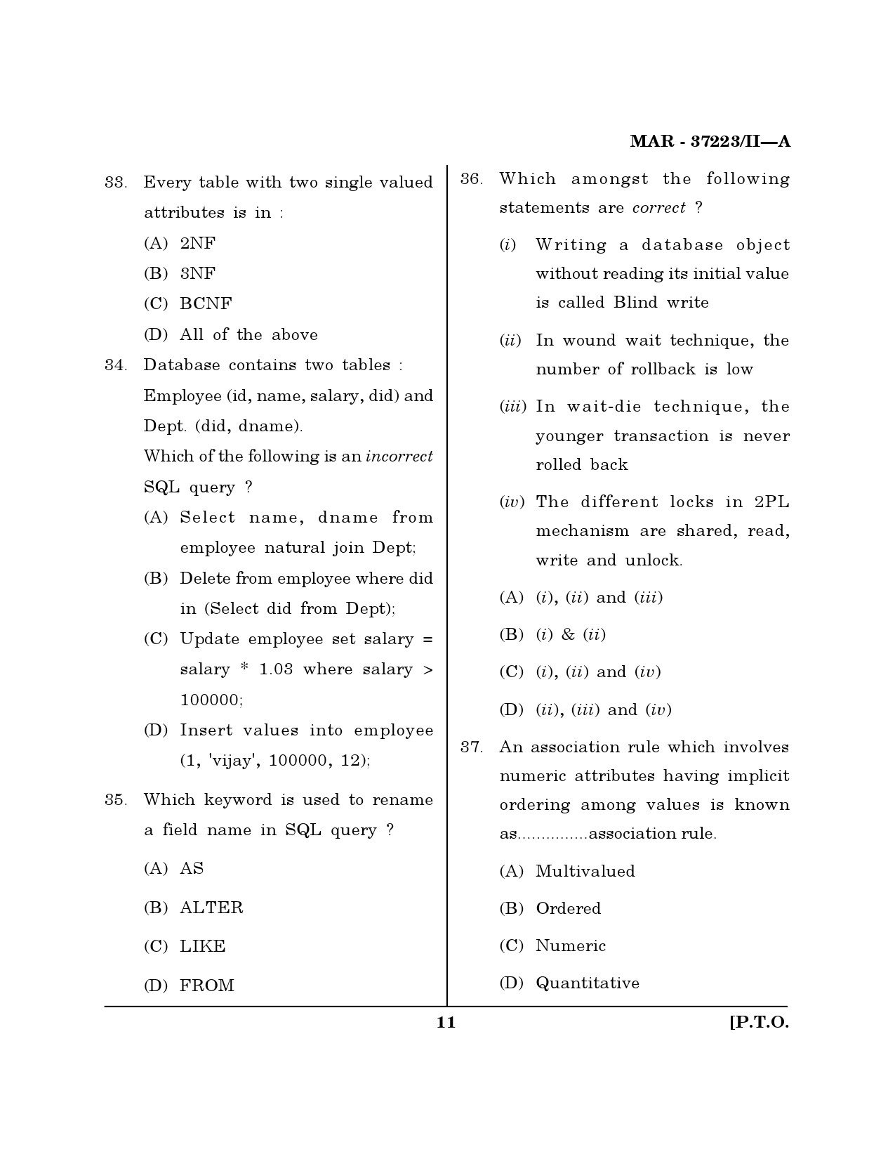 MH SET Computer Science and Application Question Paper II March 2023 10