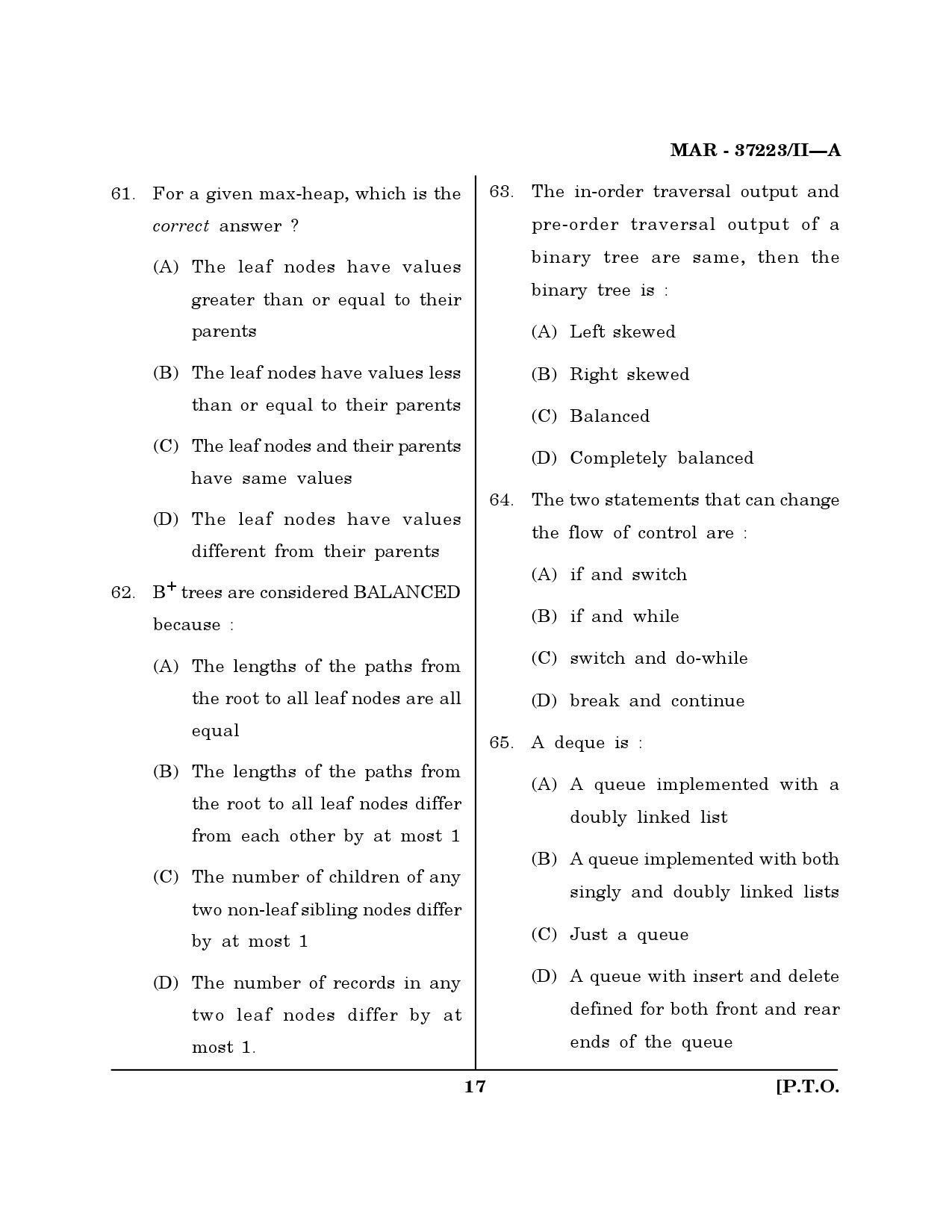 MH SET Computer Science and Application Question Paper II March 2023 16