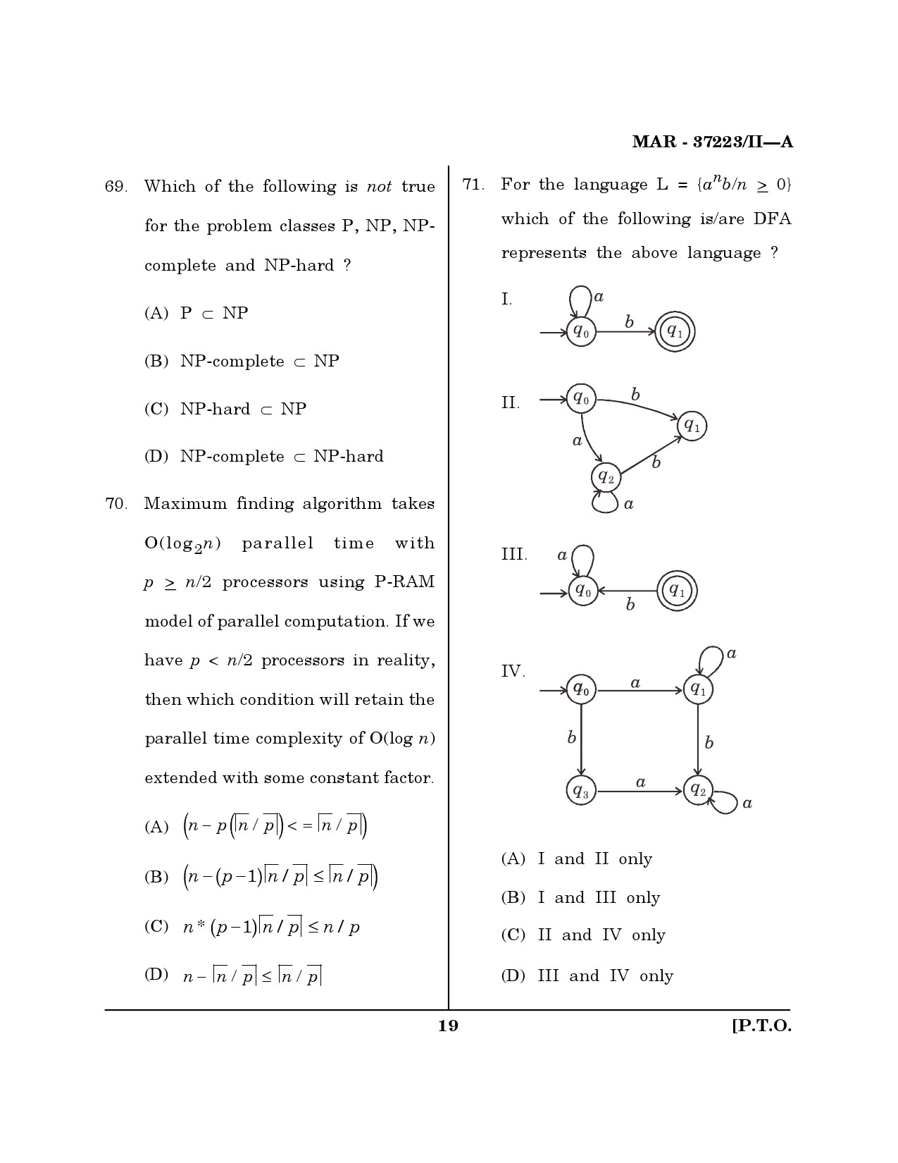 MH SET Computer Science and Application Question Paper II March 2023 18