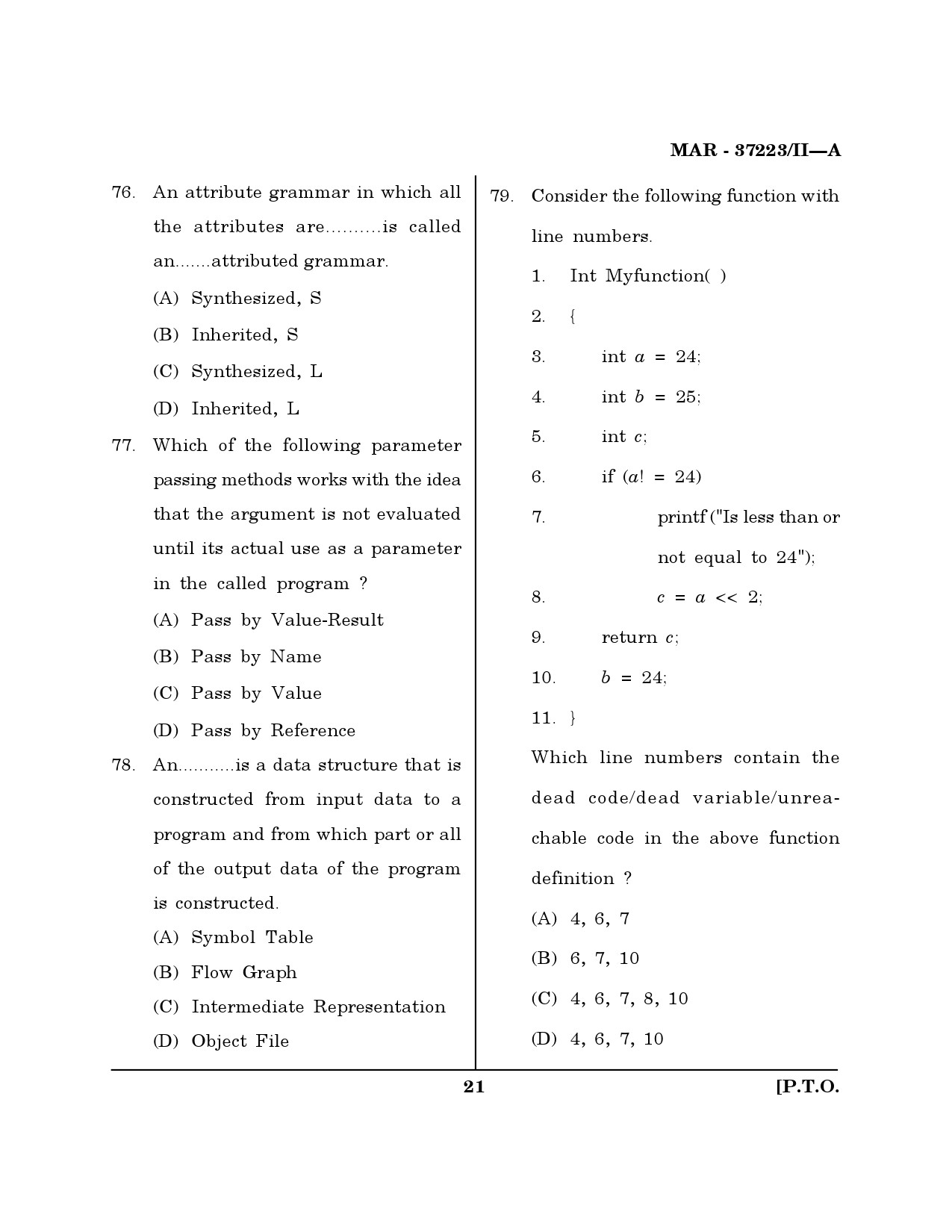 MH SET Computer Science and Application Question Paper II March 2023 20