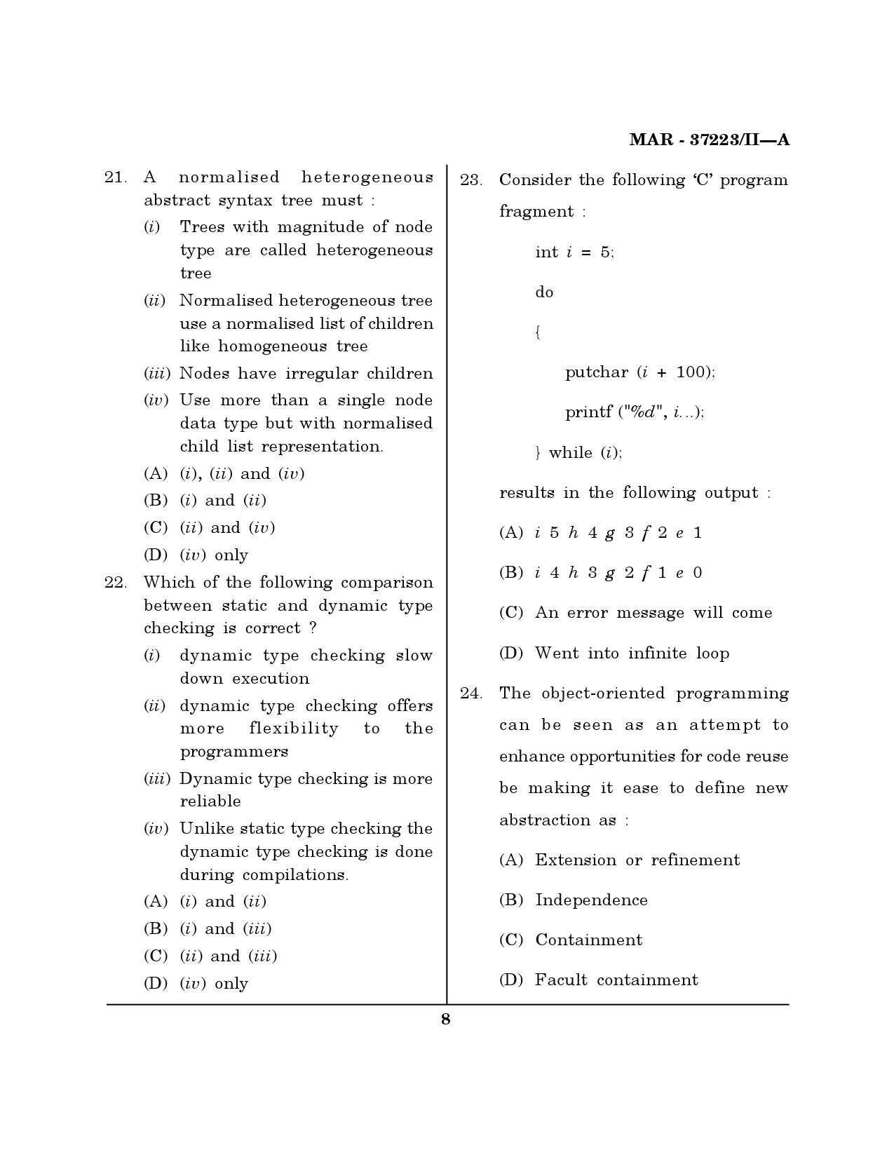 MH SET Computer Science and Application Question Paper II March 2023 7