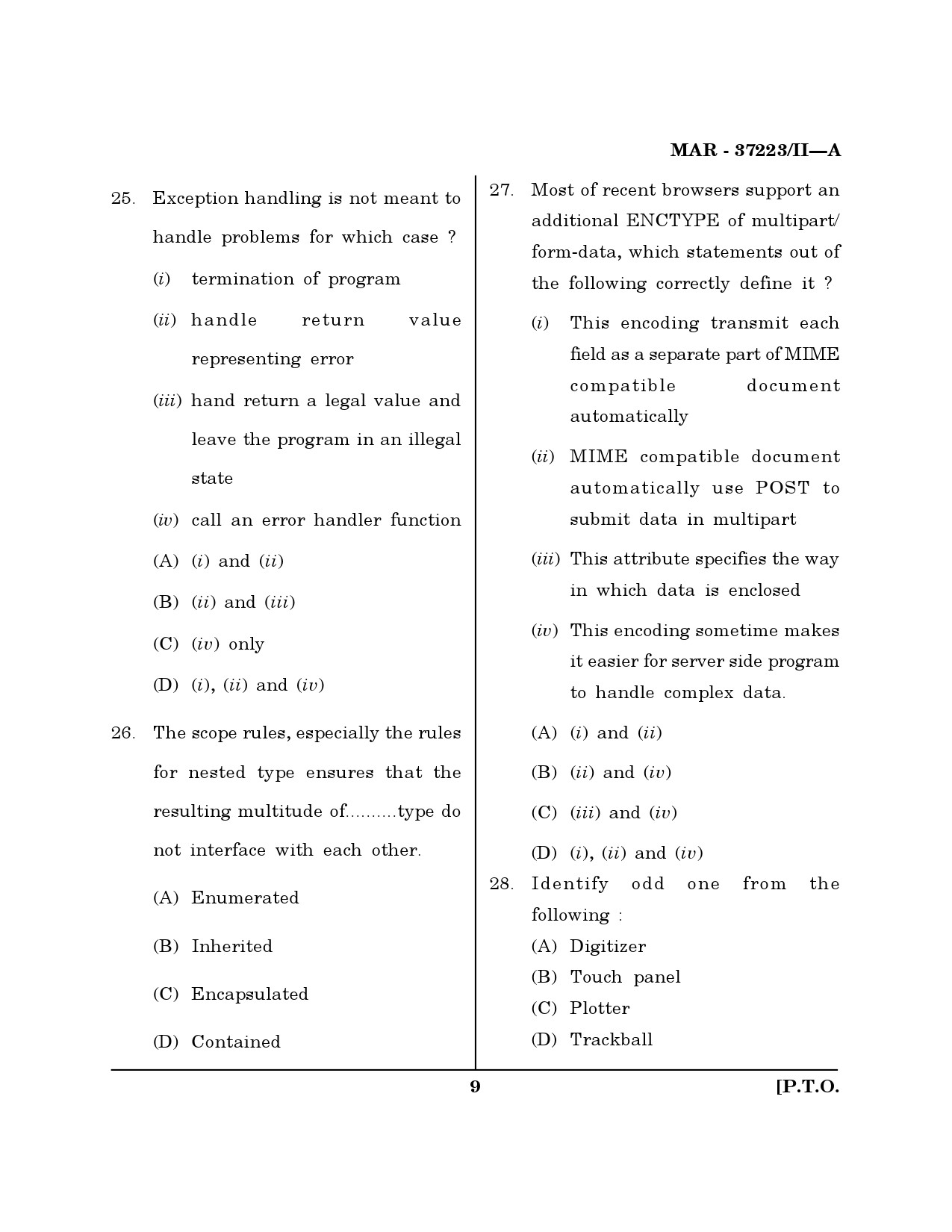 MH SET Computer Science and Application Question Paper II March 2023 8