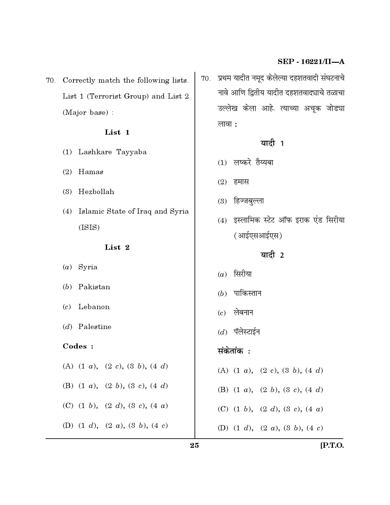 Maharashtra SET Defence and Strategic Studies Exam Question Paper September 2021 24