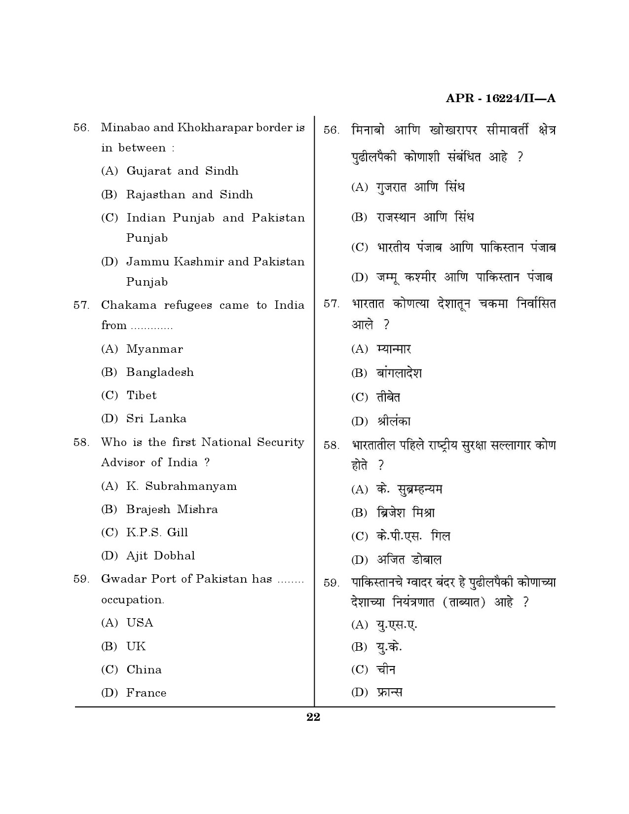 MH SET Defence and Strategic Studies Question Paper II April 2024 21